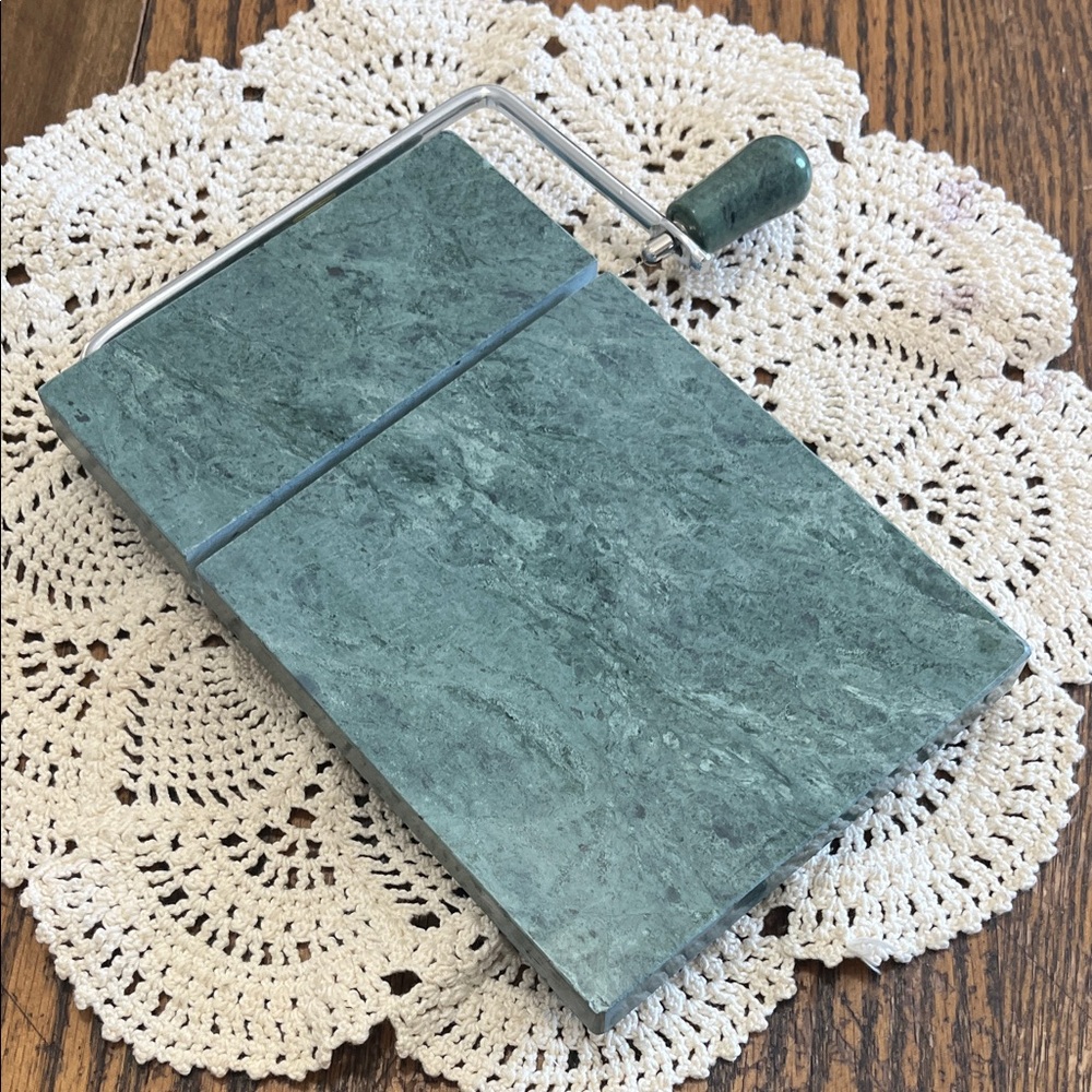 Green Marble slab cheese slicer